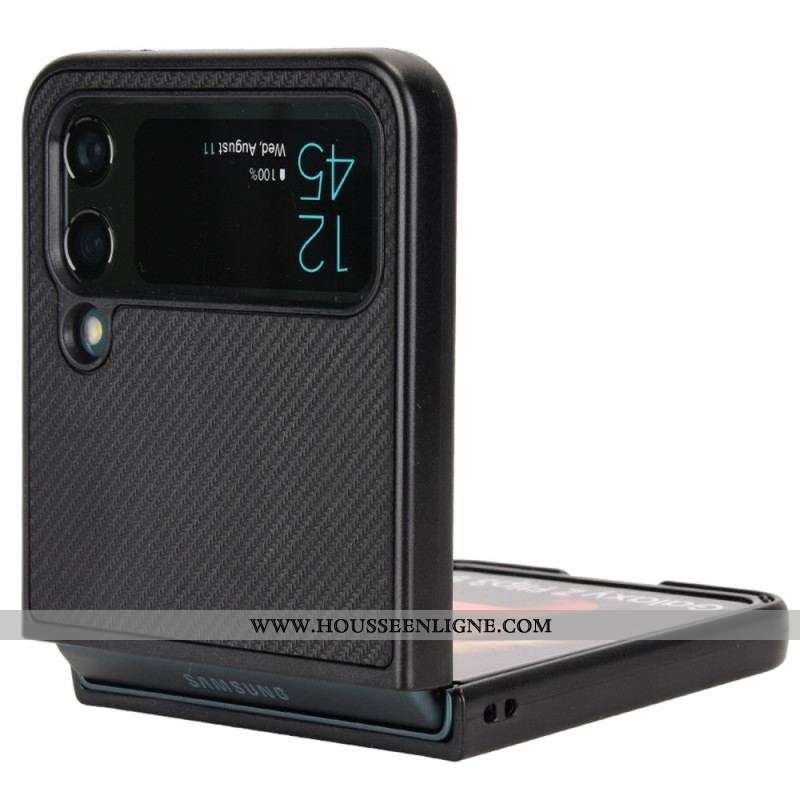 Coque Samsung Galaxy Z Flip 4 Effet Cuir Texture Fibre Carbone