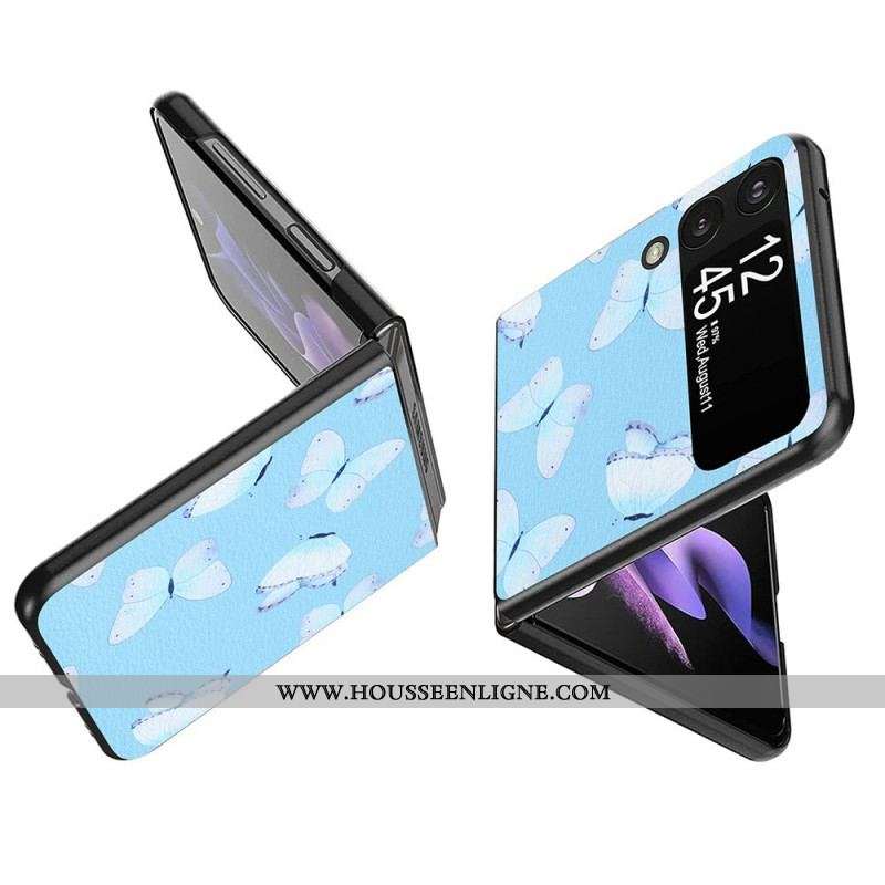 Coque Samsung Galaxy Z Flip 4 Simili Cuir Papillons