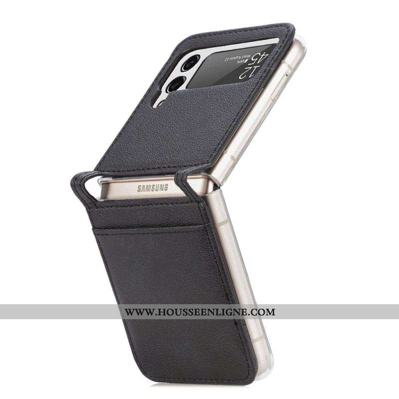 Coque Samsung Galaxy Z Flip 4 Style Cuir Litchi Porte-Carte
