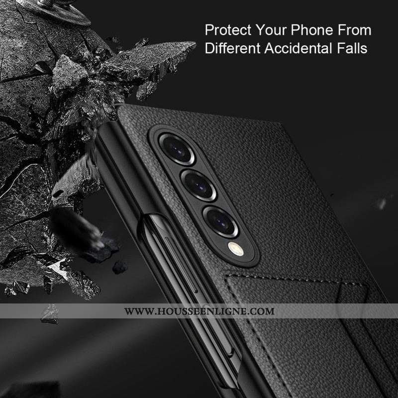 Coque Samsung Galaxy Z Fold 3 5G Cuir Litchi Double Porte-Cartes