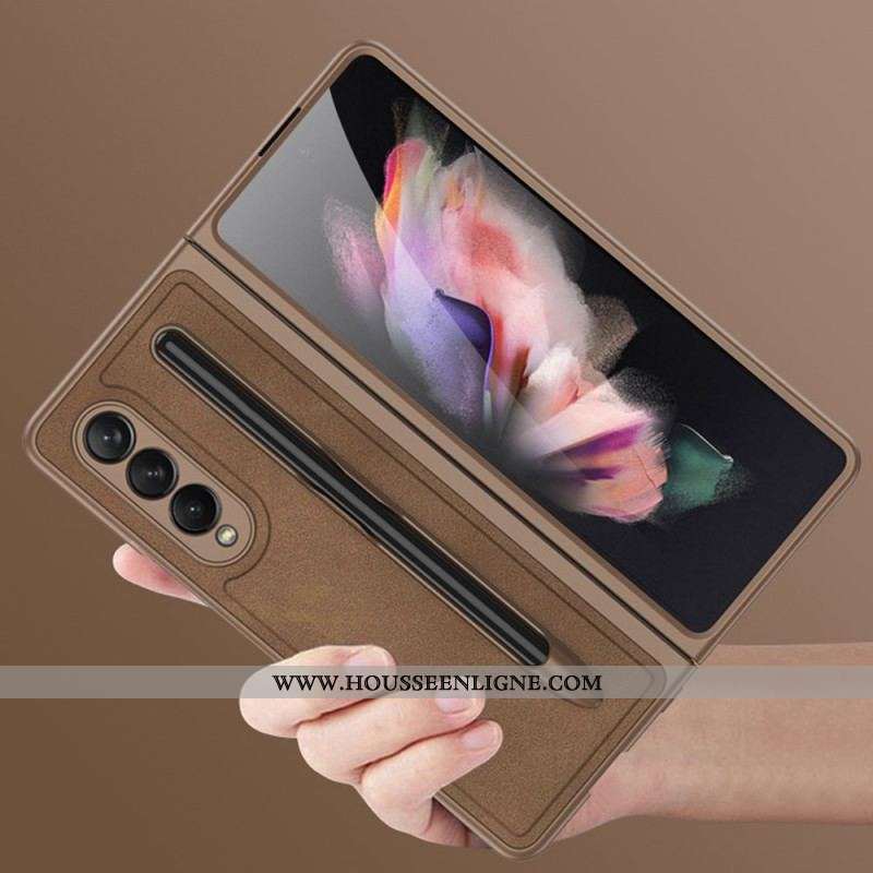 Coque Samsung Galaxy Z Fold 3 5G Cuir Litchi Porte-Stylet GKK