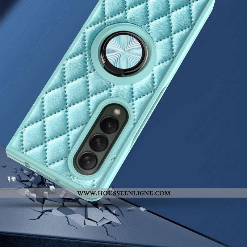 Coque Samsung Galaxy Z Fold 3 5G Matelassée avec Anneau-Support