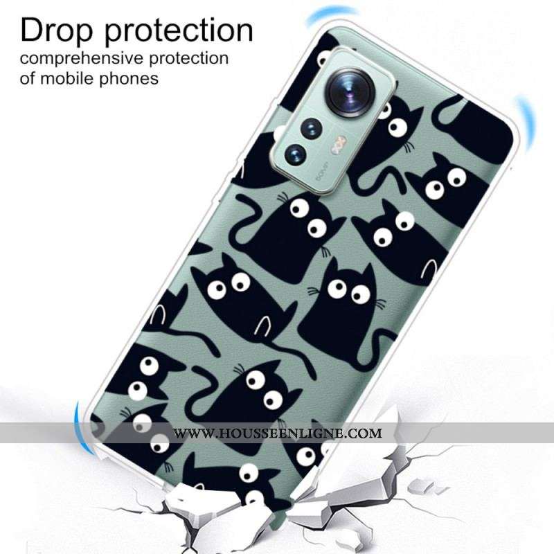 Coque  Xiaomi 12 / 12X  Multiples Chats Noirs