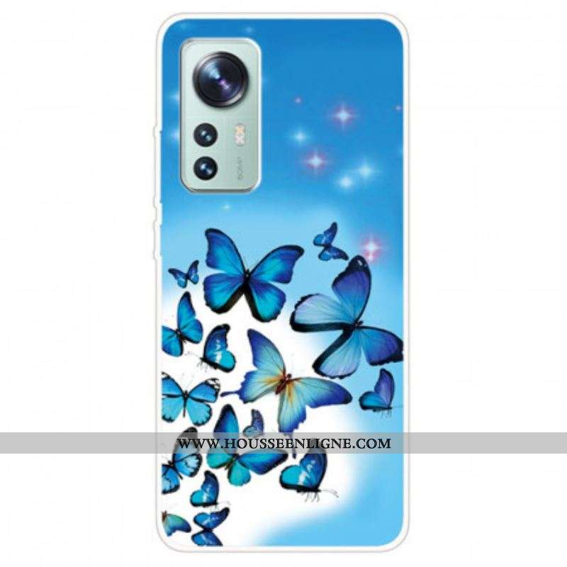 Coque  Xiaomi 12 / 12X  Silicone Papillons Bleus