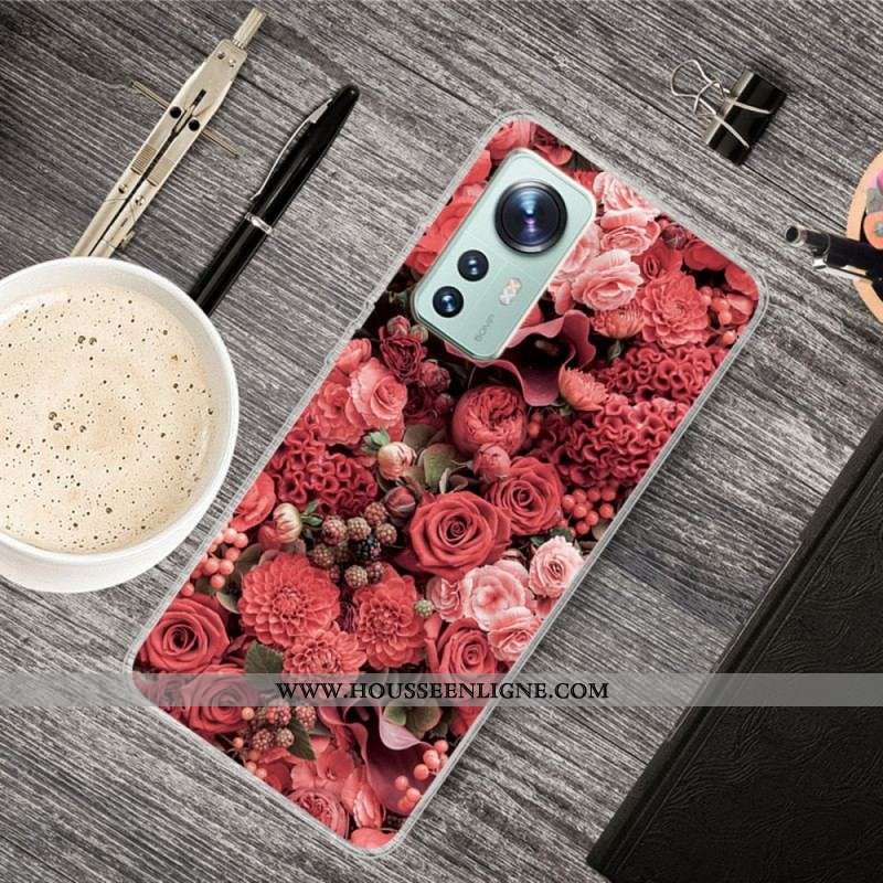 Coque Xiaomi 12 Pro Silicone Déclinaison Florale