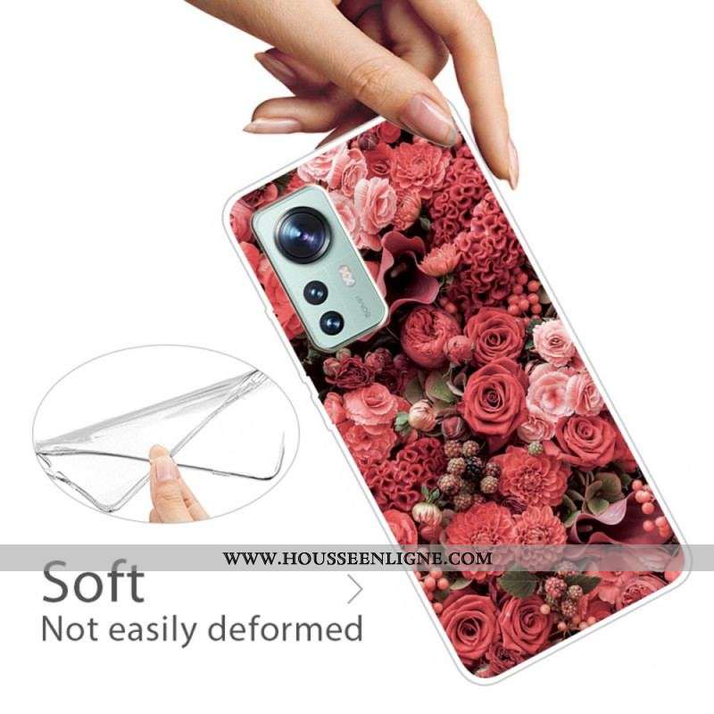 Coque Xiaomi 12 Pro Silicone Déclinaison Florale