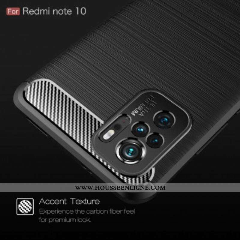 Coque Xiaomi Redmi Note 10/10S/Poco M5s Fibre Carbone Brossée