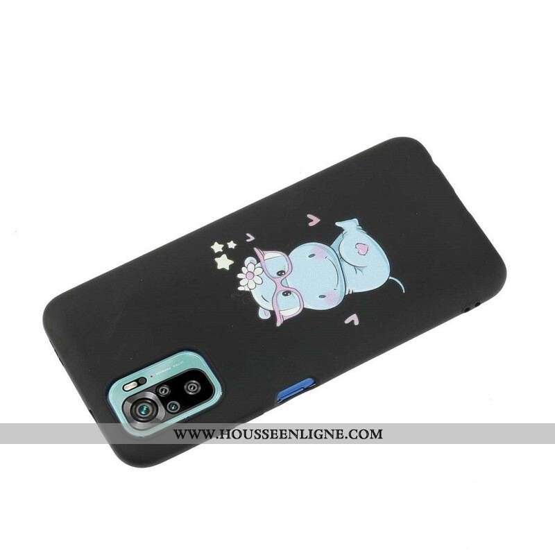 Coque Xiaomi Redmi Note 10/10S/Poco M5s Hippopotame avec Lanière Kiss