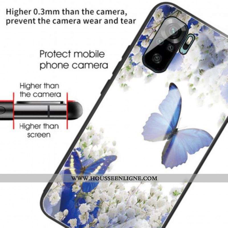 Coque Xiaomi Redmi Note 10/10S/Poco M5s Verre Trempé Papillons Design