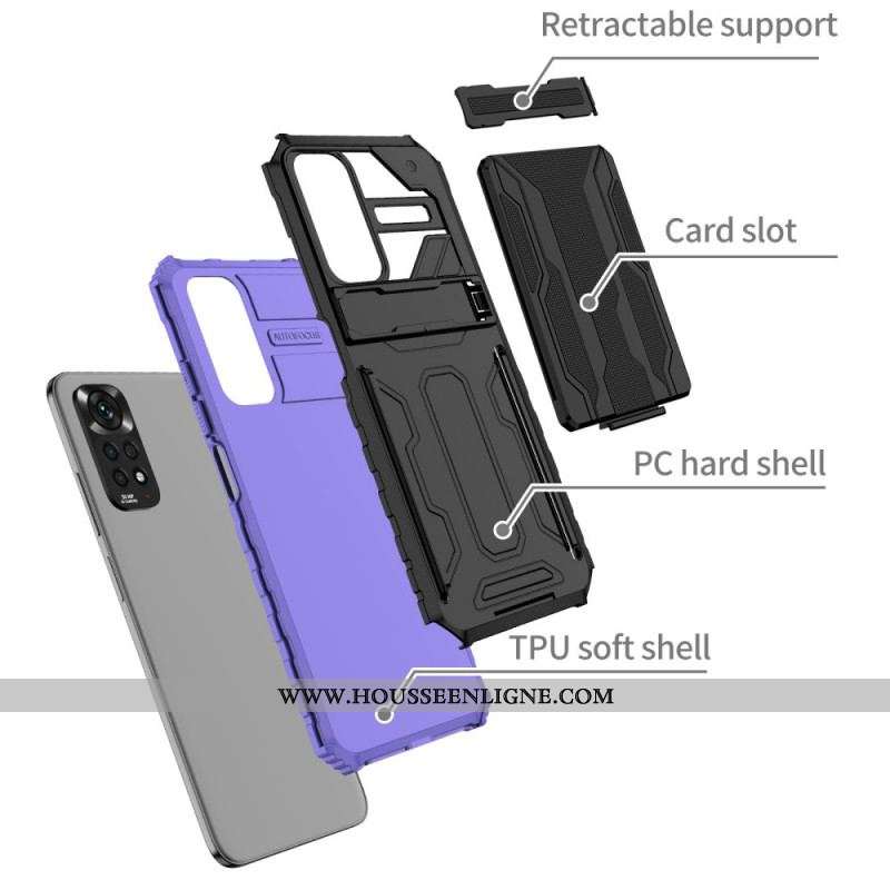 Coque Xiaomi Redmi Note 11 / 11s Porte-Cartes à Glissière et Support