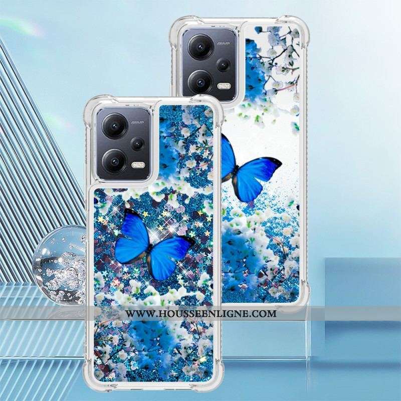 Coque Xiaomi Redmi Note 12/Poco X5 5G Paillettes Papillons