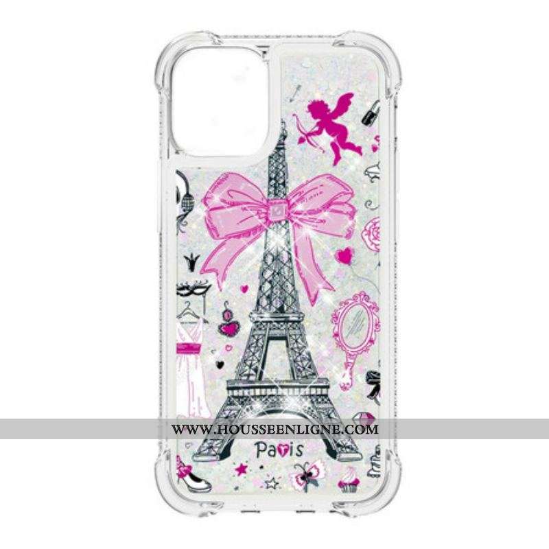 Coque iPhone 13 Mini La Tour Eiffel Paillettes