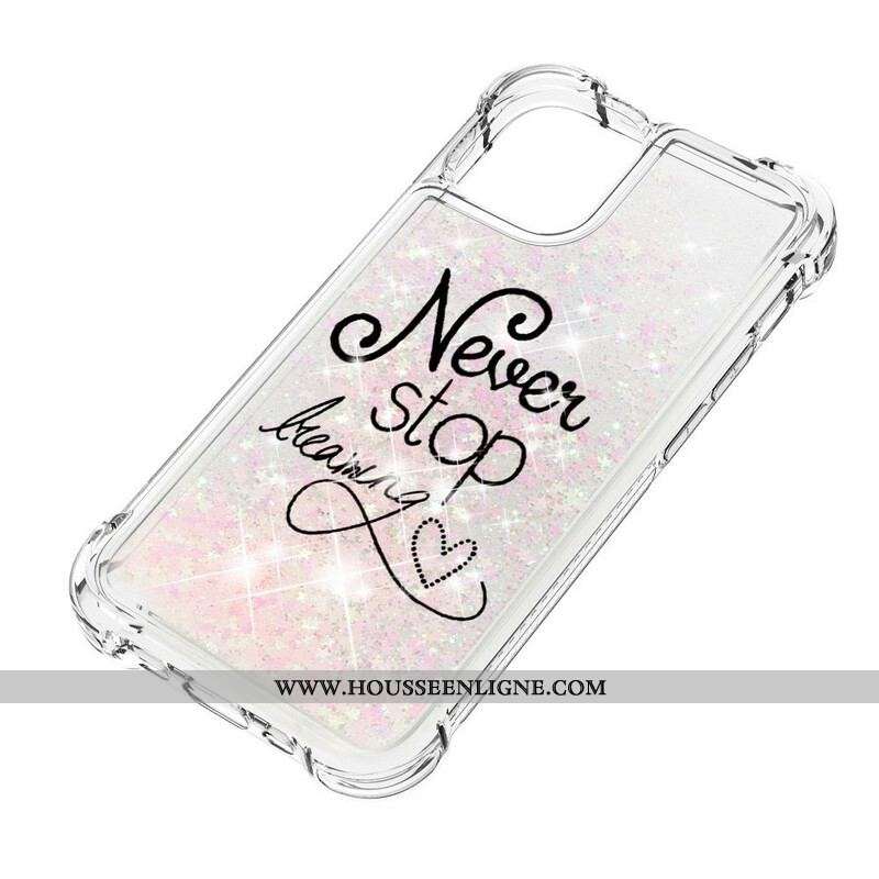 Coque iPhone 13 Mini Never Stop Dreaming Paillettes