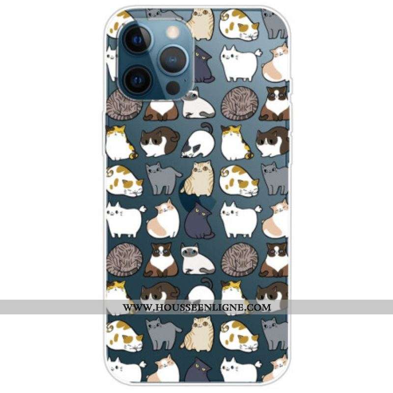 Coque iPhone 14 Pro Transparente Multiples Chats