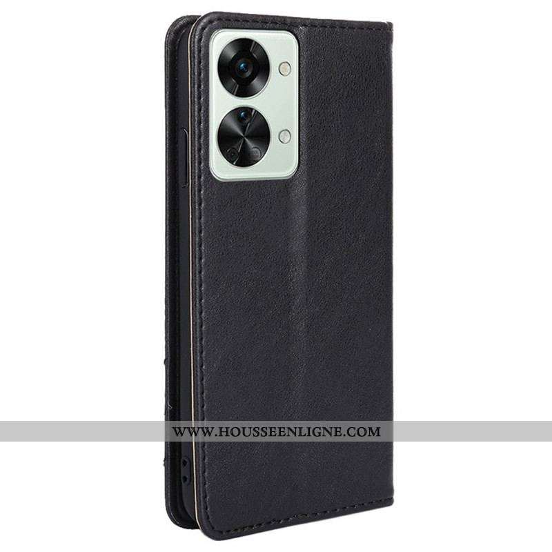 Flip Cover OnePlus Nord 2T 5G Simili Cuir avec Rivet Décoratif