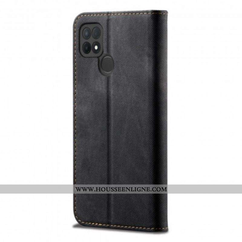 Flip Cover Oppo A15 Simili Cuir Texture Jeans
