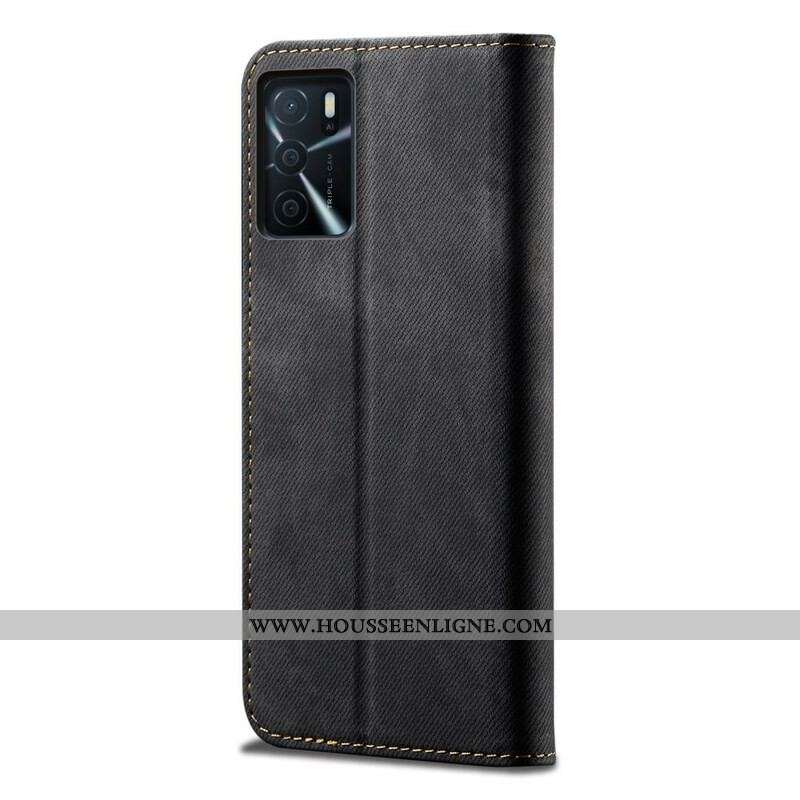 Flip Cover Oppo A16 / A16s Tissu Jeans