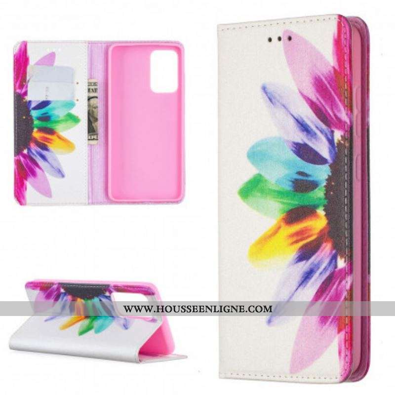 Flip Cover Samsung Galaxy A52 4G / A52 5G / A52s 5G Fleur Aquarelle