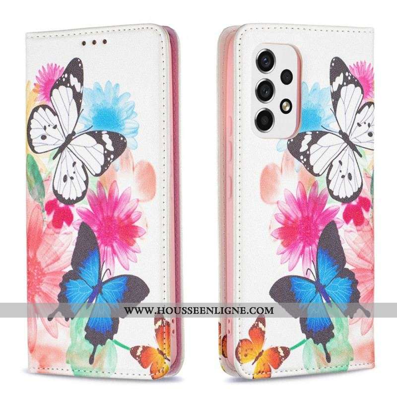 Flip Cover Samsung Galaxy A53 5G Papillons Colorés