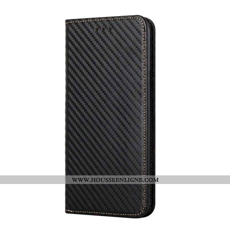 Flip Cover Samsung Galaxy A54 5G Style Fibre Carbone à Lanière