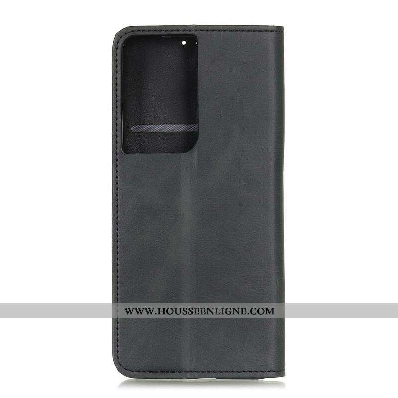 Flip Cover Samsung Galaxy S21 Ultra 5G Cuir Fendu Vintage