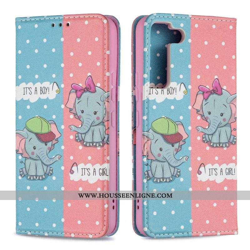 Flip Cover Samsung Galaxy S22 5G Bébés Éléphants
