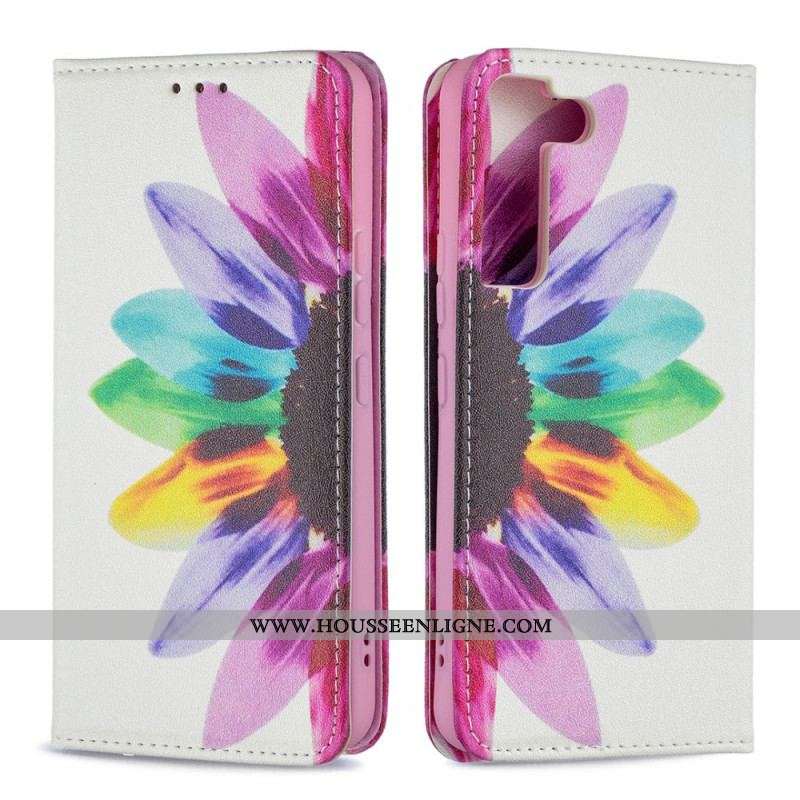 Flip Cover Samsung Galaxy S22 5G Fleur Aquarelle