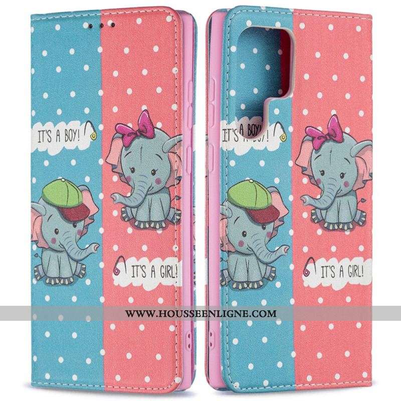 Flip Cover Samsung Galaxy S22 Ultra 5G Bébés Éléphants