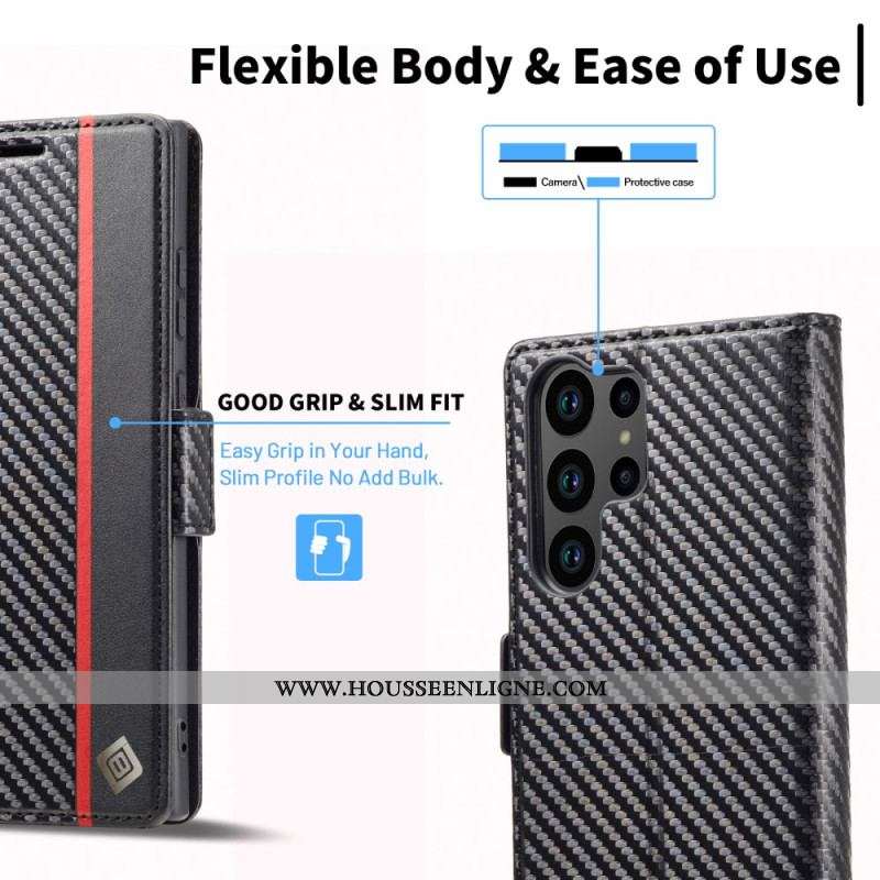 Flip Cover Samsung Galaxy S23 Ultra 5G Fibre Carbone