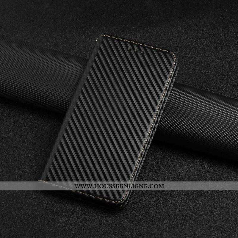 Flip Cover Samsung Galaxy S23 Ultra 5G Style Fibre Carbone à Lanière