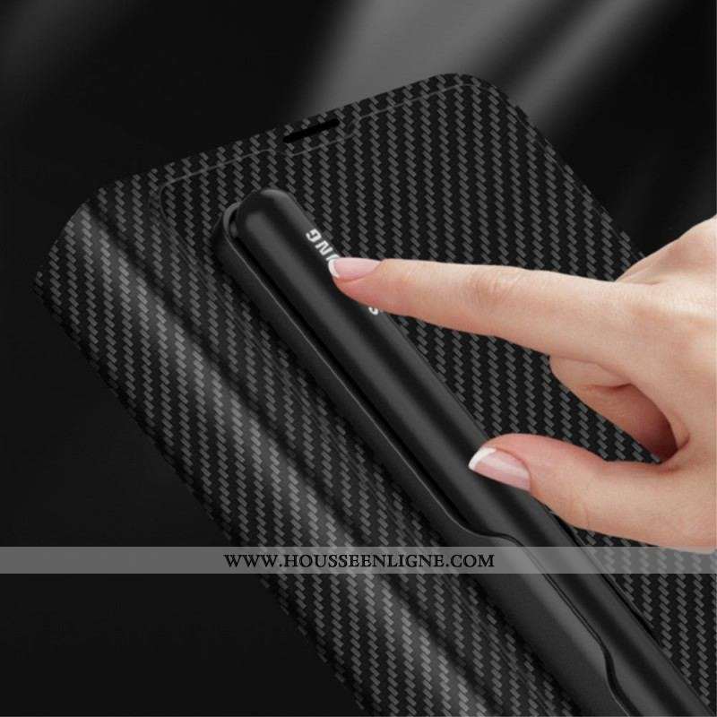 Flip Cover Samsung Galaxy Z Fold 3 5G Fibre Carbone Porte-Stylet