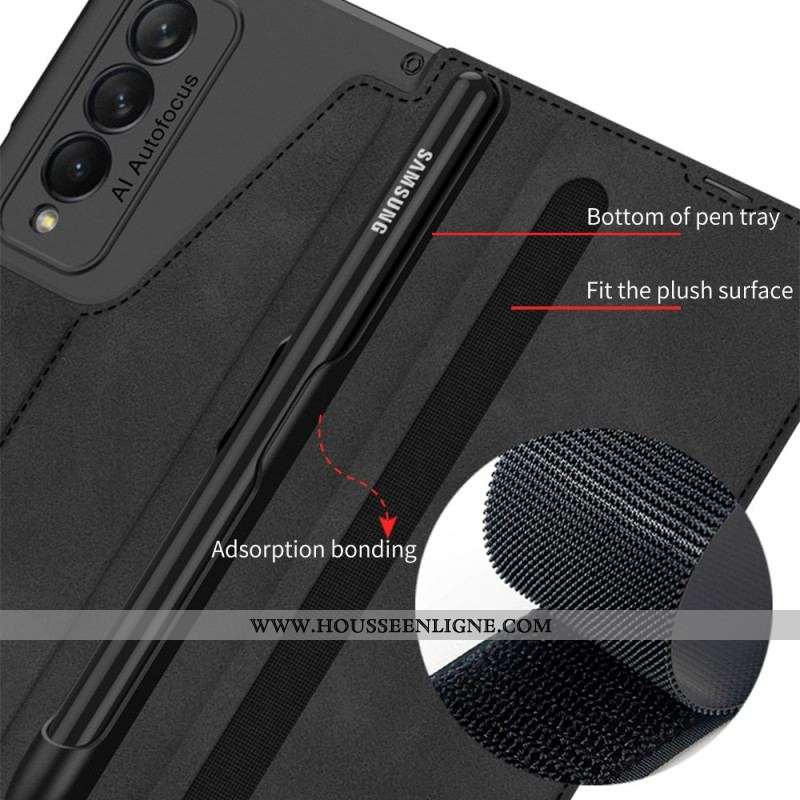 Flip Cover Samsung Galaxy Z Fold 3 5G Simili Cuir Porte-Stylet GKK