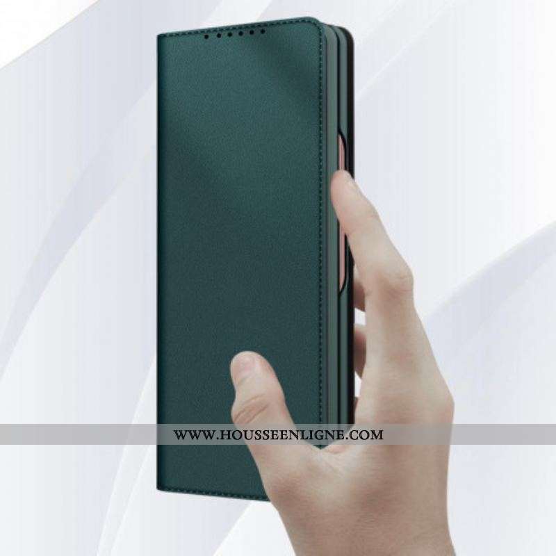 Flip Cover Samsung Galaxy Z Fold 3 5G Skin-Touch Cuir Fendu