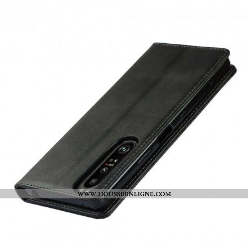 Flip Cover Sony Xperia 1 III Cuir Véritable Classique