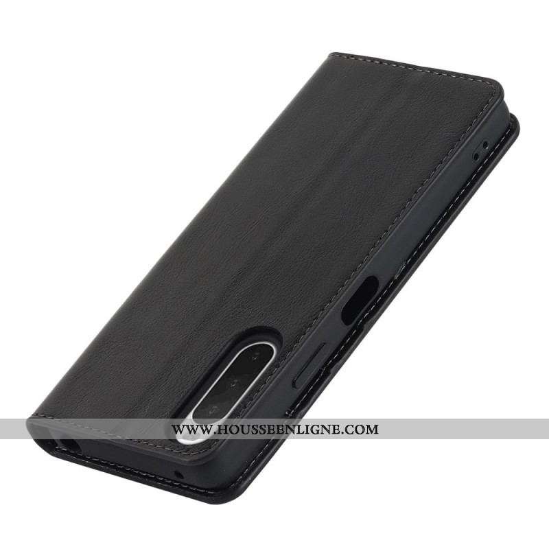Flip Cover Sony Xperia 10 IV Cuir Véritable