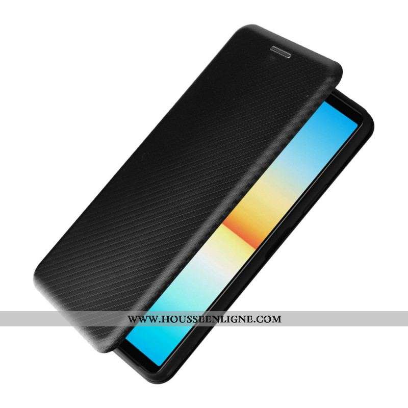 Flip Cover Sony Xperia 10 IV Texture Fibre Carbone