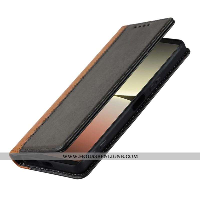 Flip Cover Sony Xperia 5 IV Bicolore Effet Cuir