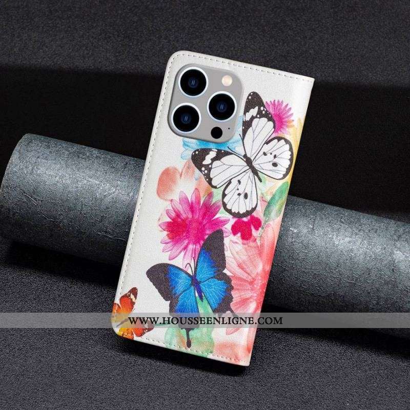 Flip Cover iPhone 14 Pro Max Papillons