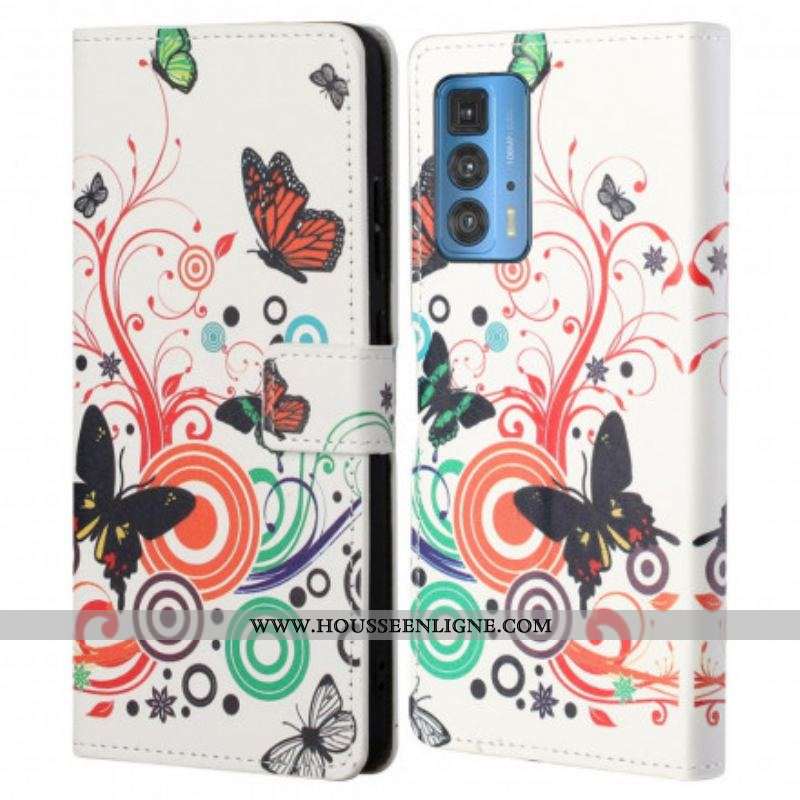 Housse Motorola Edge 20 Pro Papillons et Fleurs