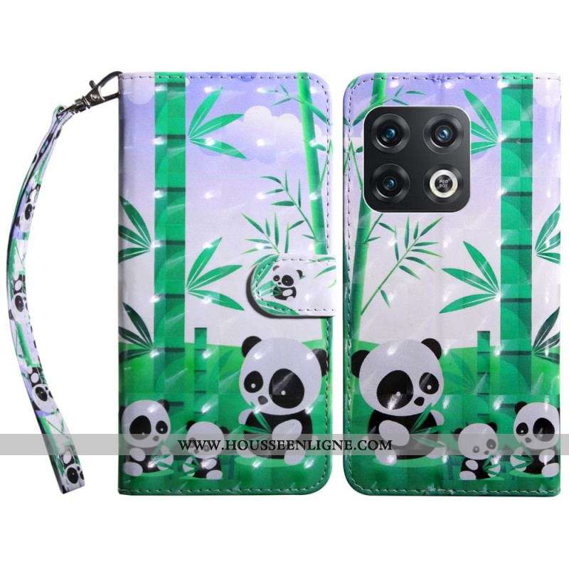 Housse OnePlus 10 Pro 5G Pandas à Lanière
