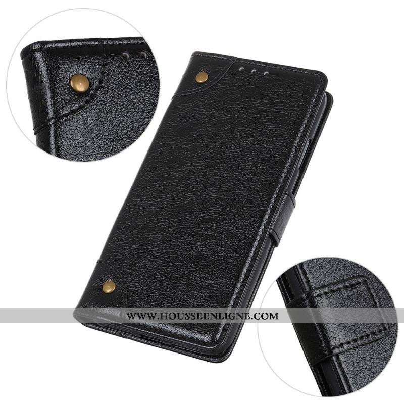 Housse OnePlus 10T 5G Style Cuir Nappa Rivets Vintage