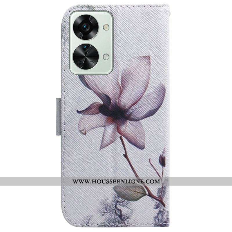 Housse OnePlus Nord 2T 5G Fleur Rose à Lanière