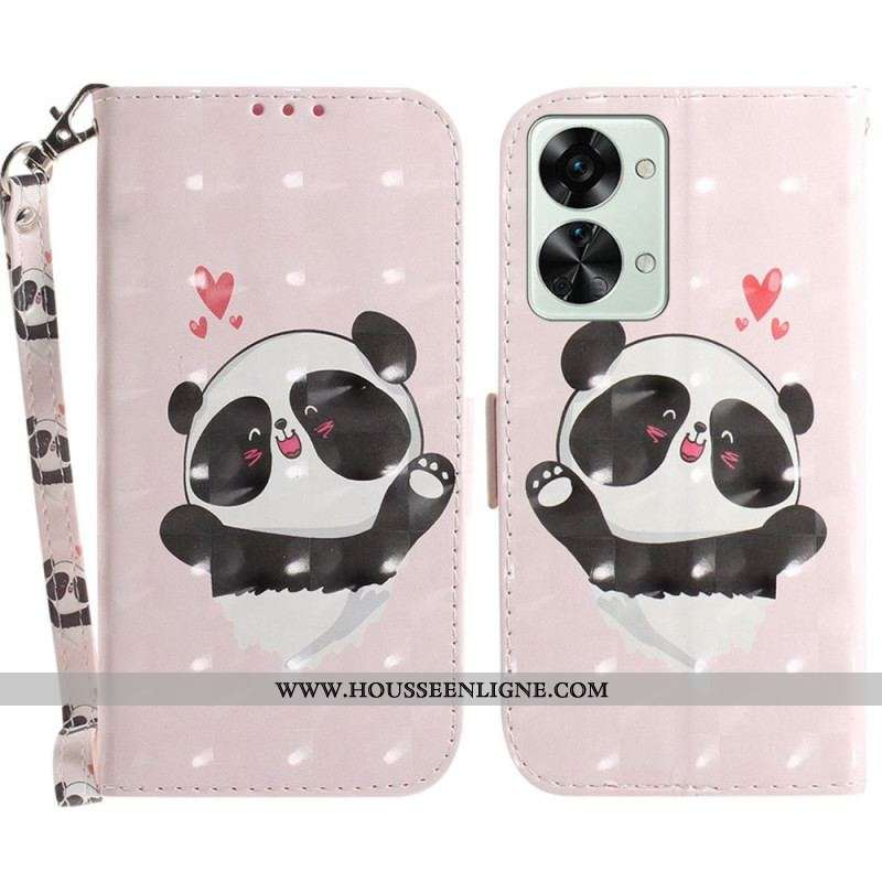 Housse OnePlus Nord 2T 5G Panda Love à Lanière