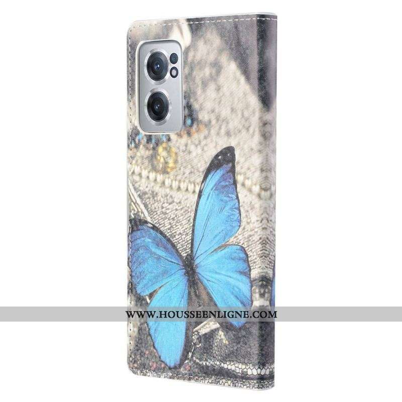 Housse OnePlus Nord CE 2 5G Papillon sur Tissu