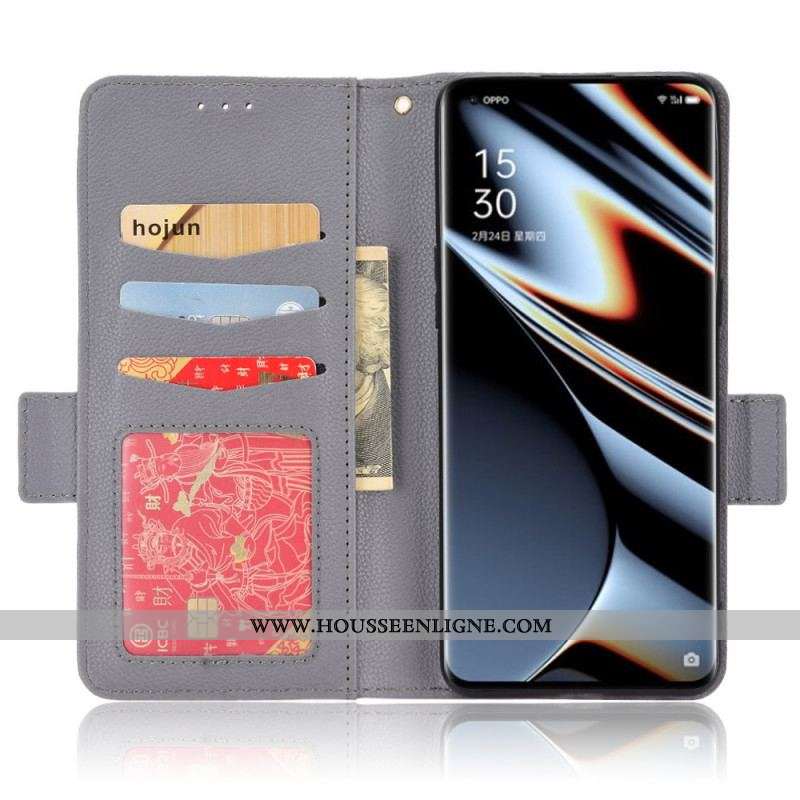 Housse Oppo Find X5 Pro Style Cuir Litchi Traditionnel