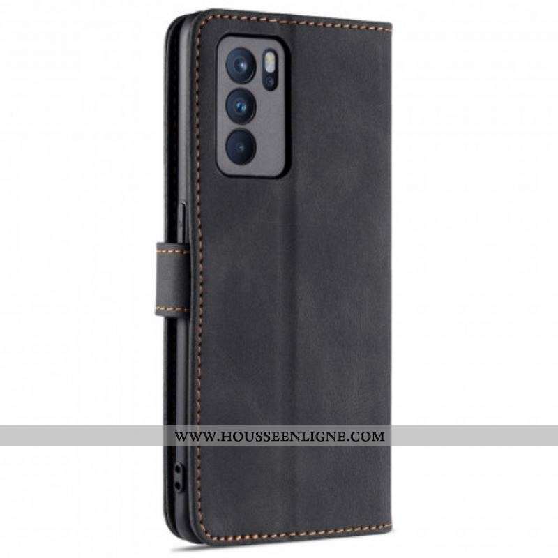 Housse Oppo Reno 6 5G AZNS Effet Cuir Couture
