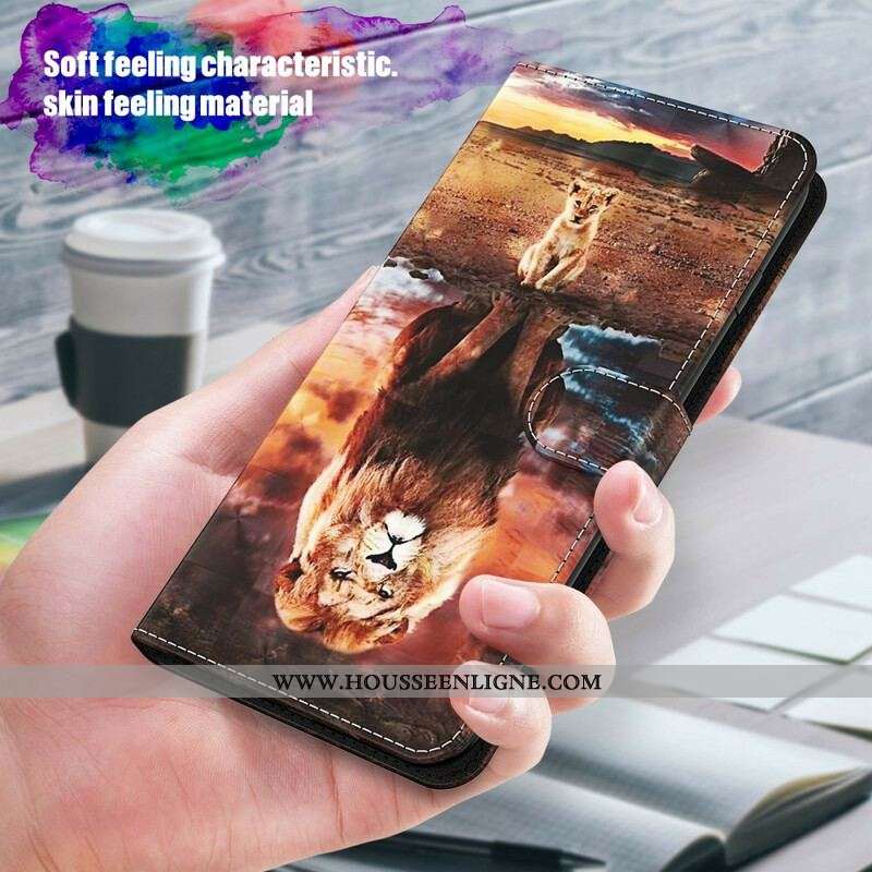 Housse Samsung Galaxy A12 / M12 Light Spot Lion avec Lanière