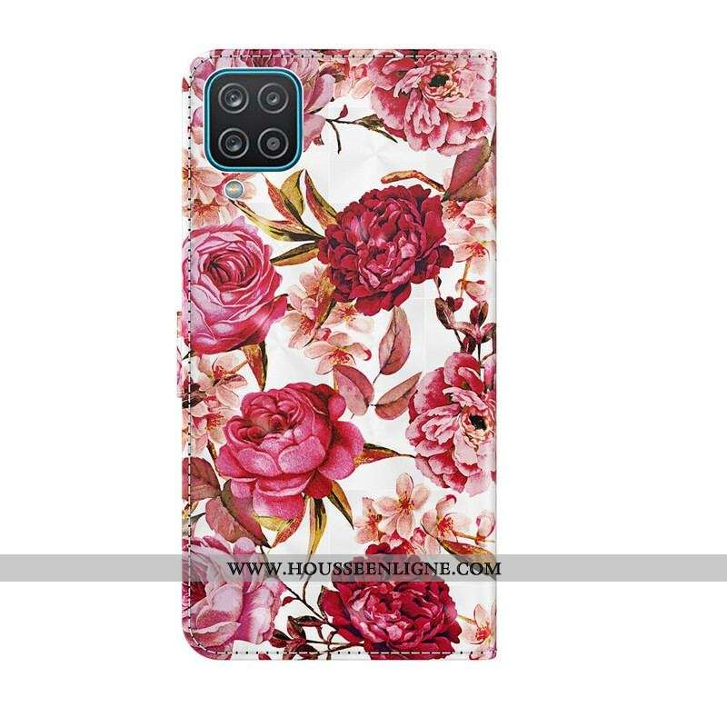 Housse Samsung Galaxy A12 / M12 Light Spot Roses avec Lanière