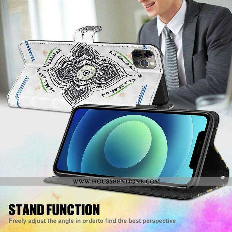 Housse Samsung Galaxy A12 / M12 Light Spots Mandala avec Lanière