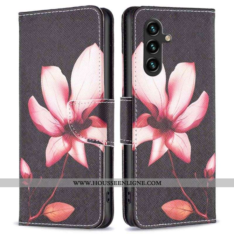 Housse Samsung Galaxy A14 5G / A14 Fleur sur Fond Noir